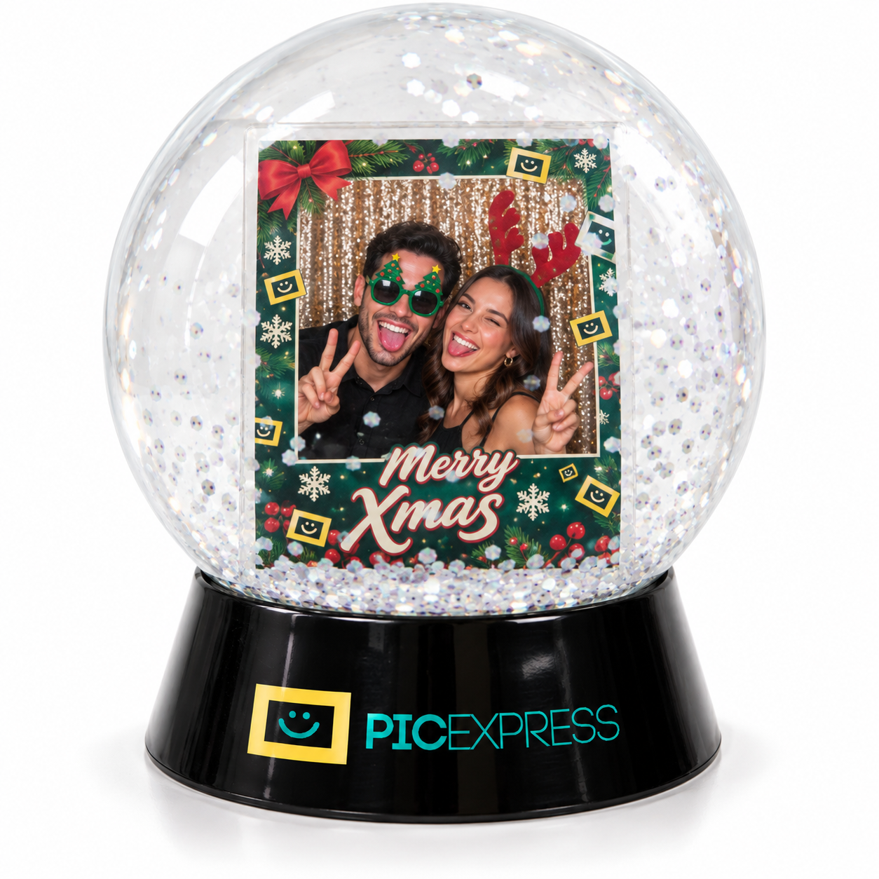 Real festive PicExpress Custom Photo Snow Globe